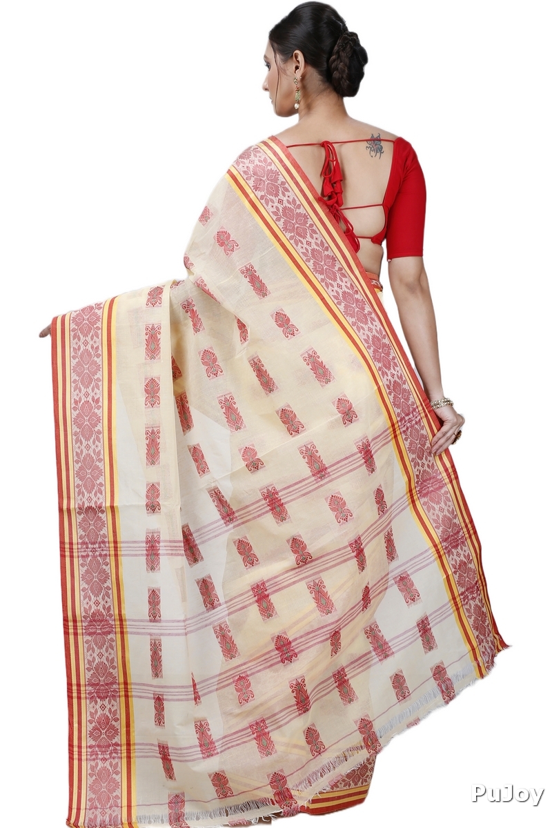 Off-White Pure Cotton Uditi Tant Saree (1227)