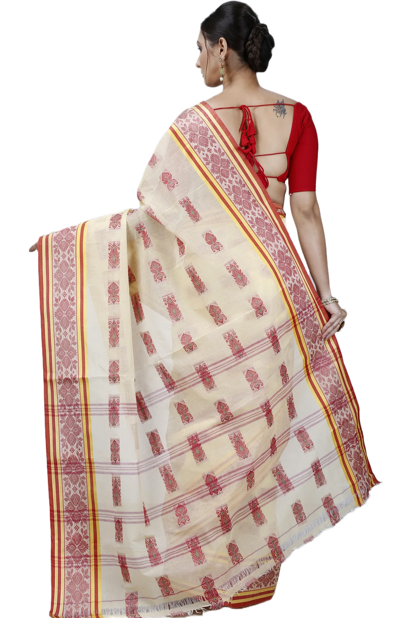 Off-White Pure Cotton Uditi Tant Saree (1227)