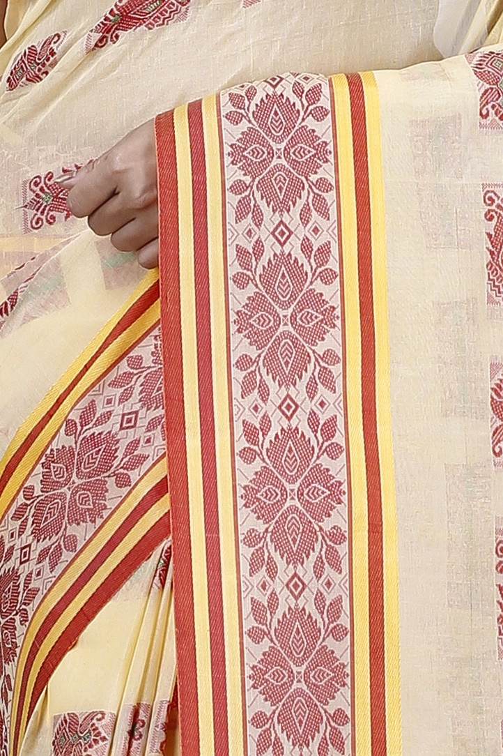 Off-White Pure Cotton Uditi Tant Saree (1227)