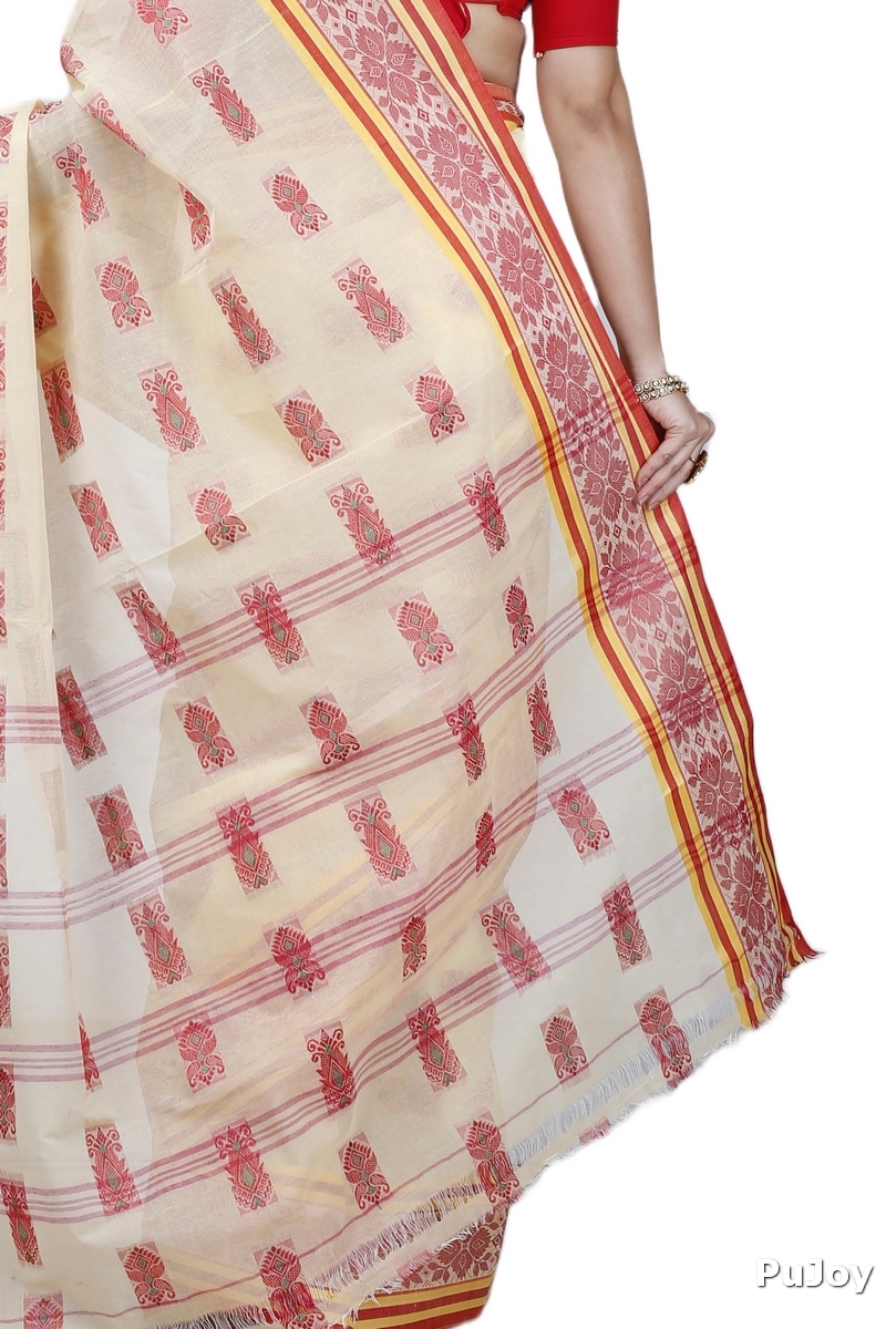 Off-White Pure Cotton Uditi Tant Saree (1227)
