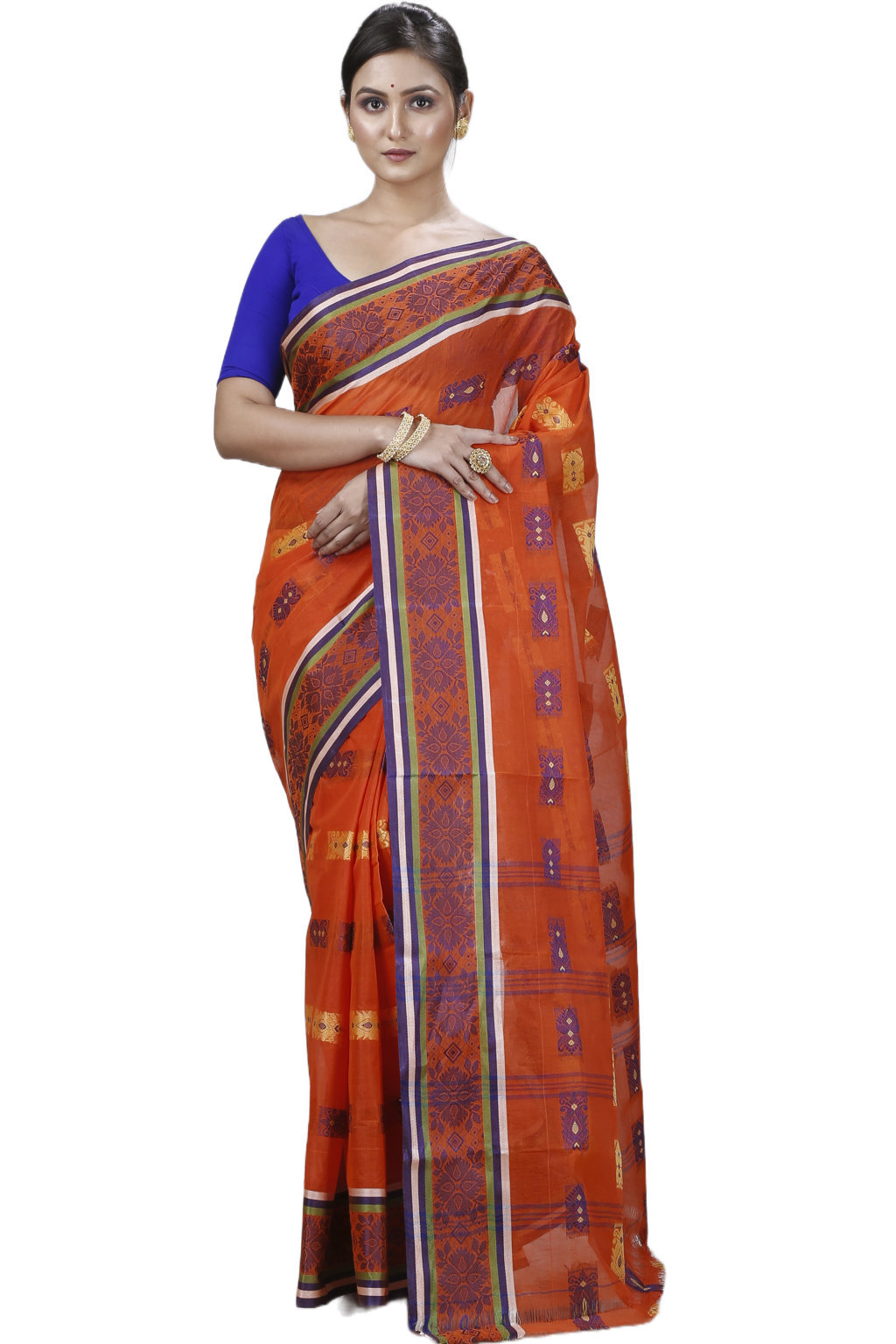 Orange Pure Cotton Uditi Tant Saree (1228)