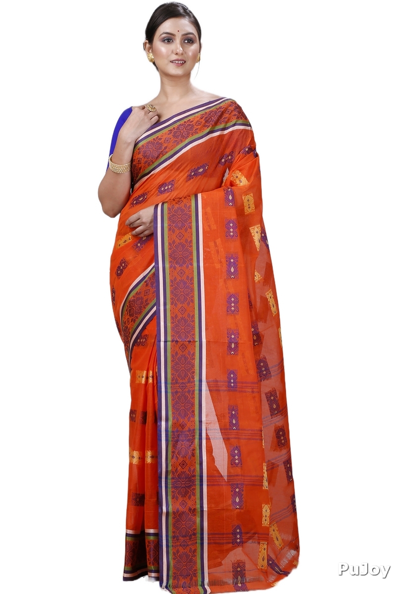 Orange Pure Cotton Uditi Tant Saree (1228)