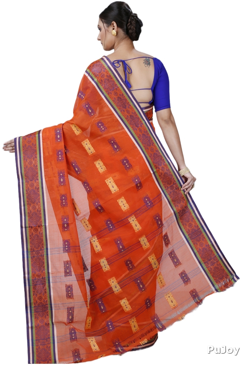 Orange Pure Cotton Uditi Tant Saree (1228)