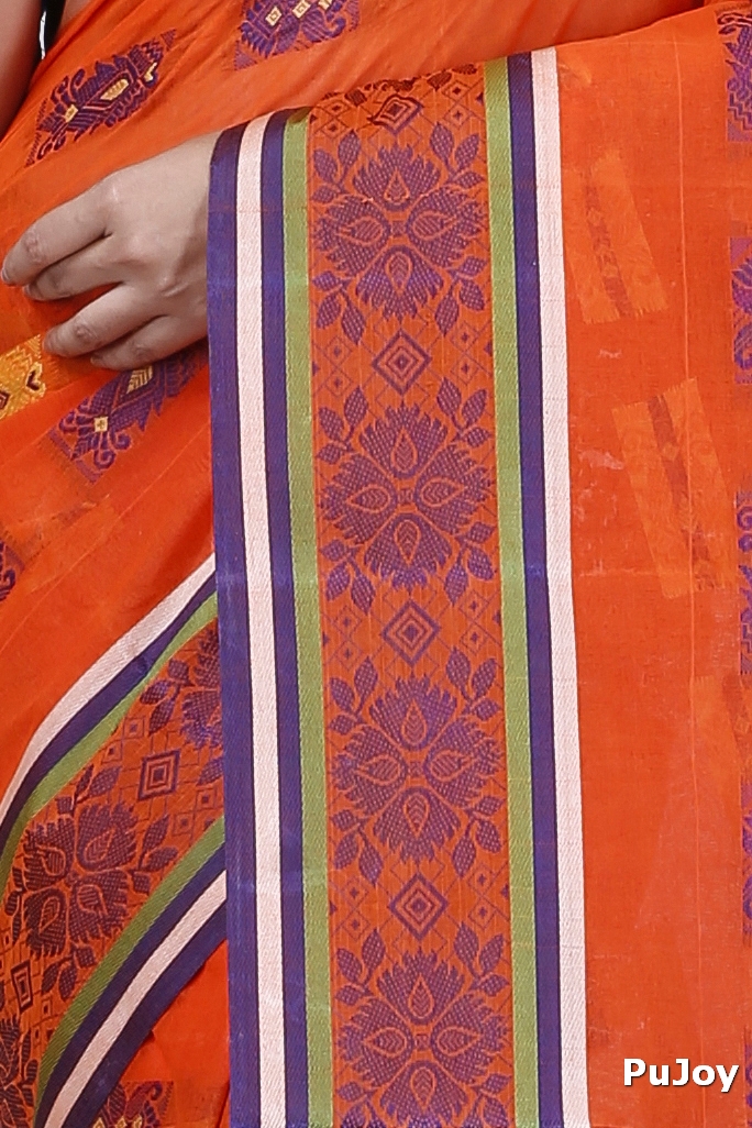 Orange Pure Cotton Uditi Tant Saree (1228)