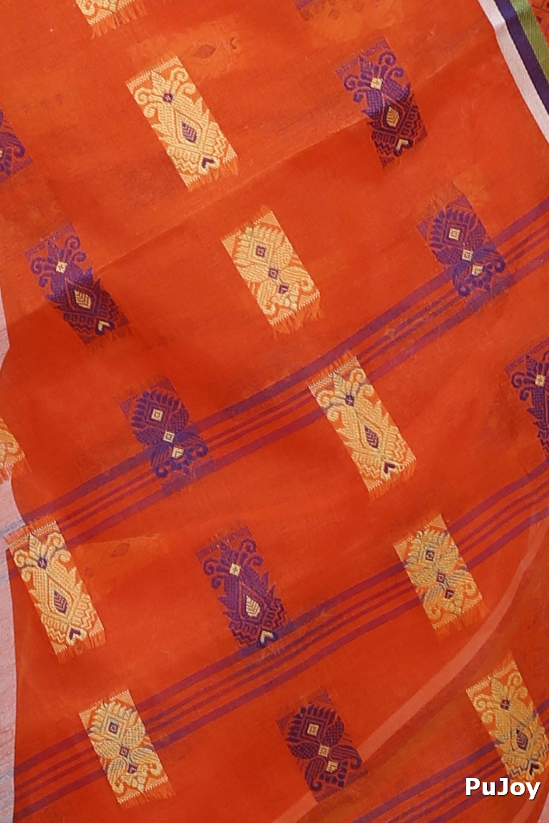 Orange Pure Cotton Uditi Tant Saree (1228)