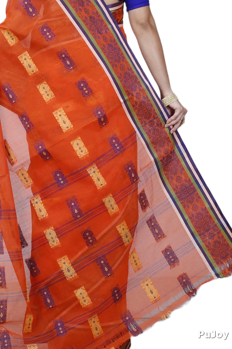 Orange Pure Cotton Uditi Tant Saree (1228)