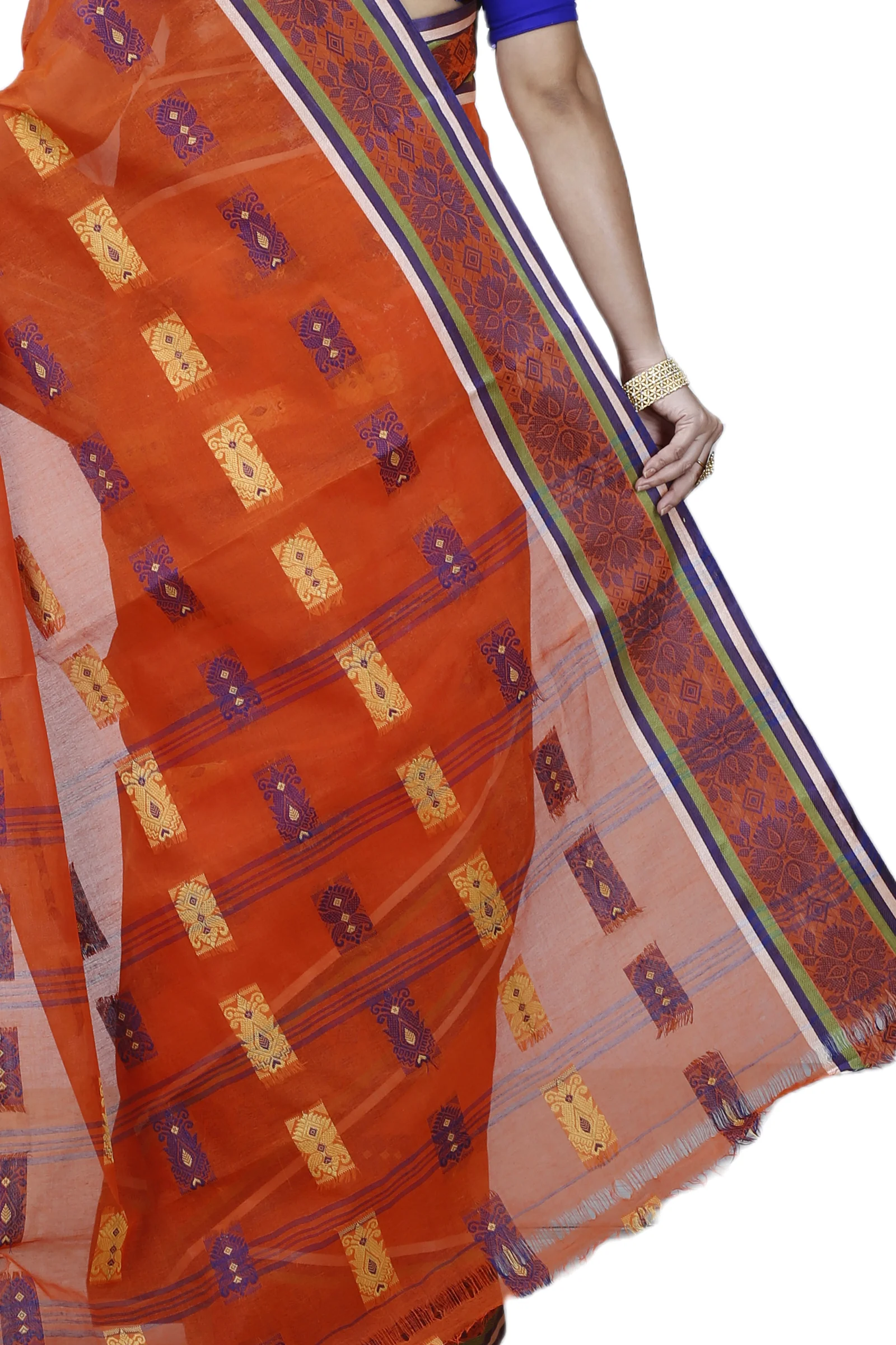Orange Pure Cotton Uditi Tant Saree (1228)
