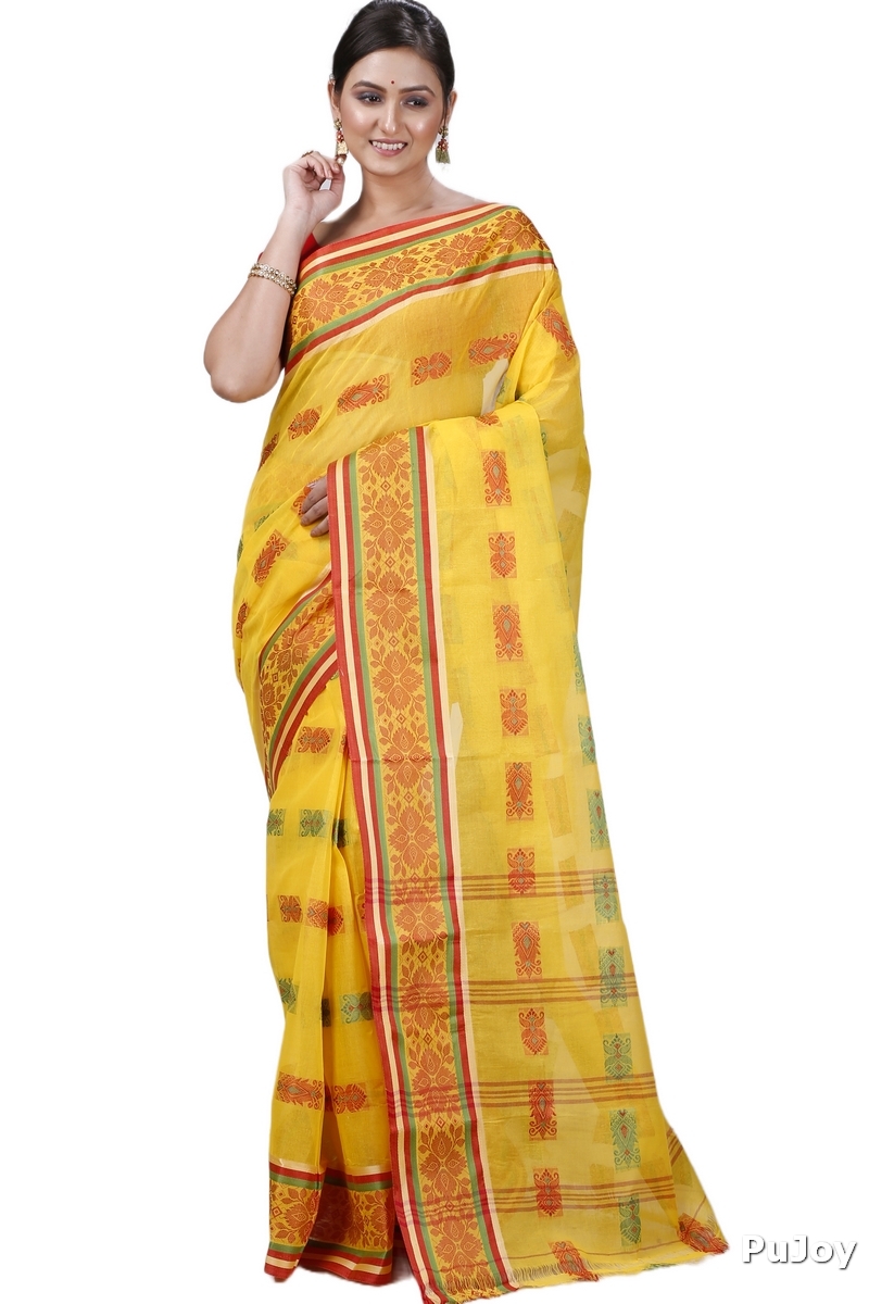 Yellow Pure Cotton Uditi Tant Saree (1229)
