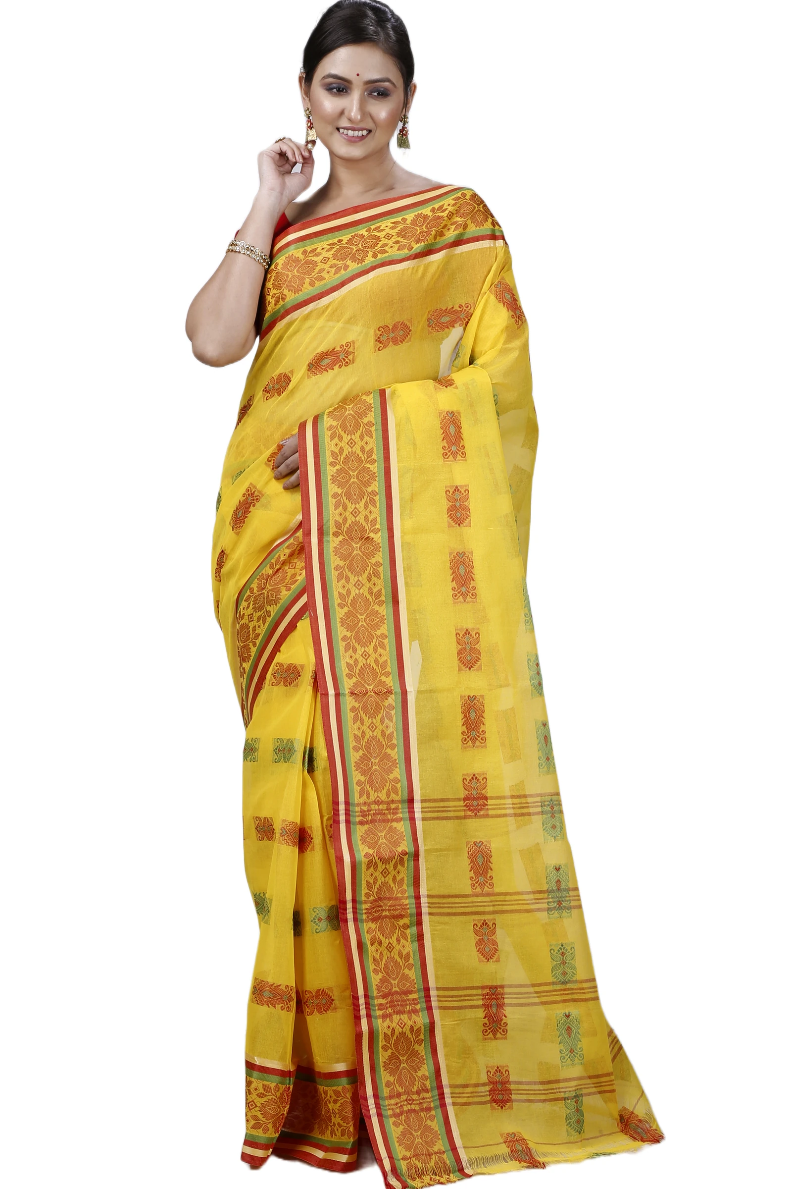 Yellow Pure Cotton Uditi Tant Saree (1229)
