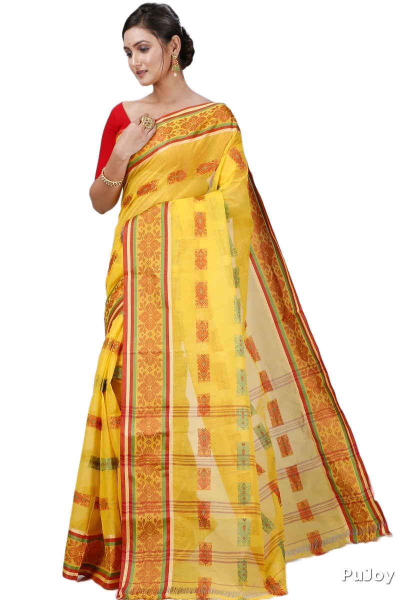 Yellow Pure Cotton Uditi Tant Saree (1229)