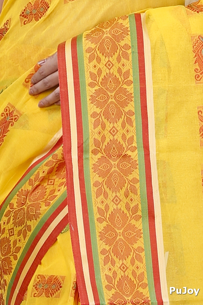 Yellow Pure Cotton Uditi Tant Saree (1229)