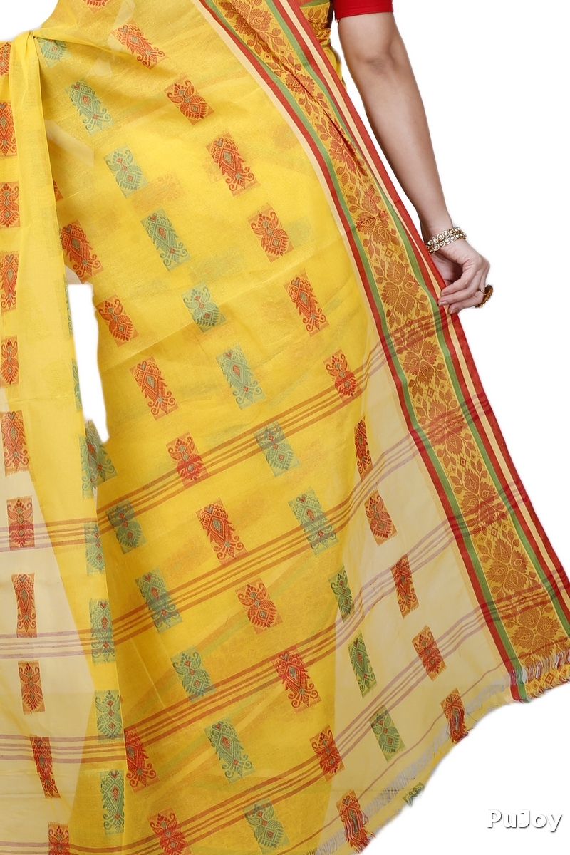 Yellow Pure Cotton Uditi Tant Saree (1229)
