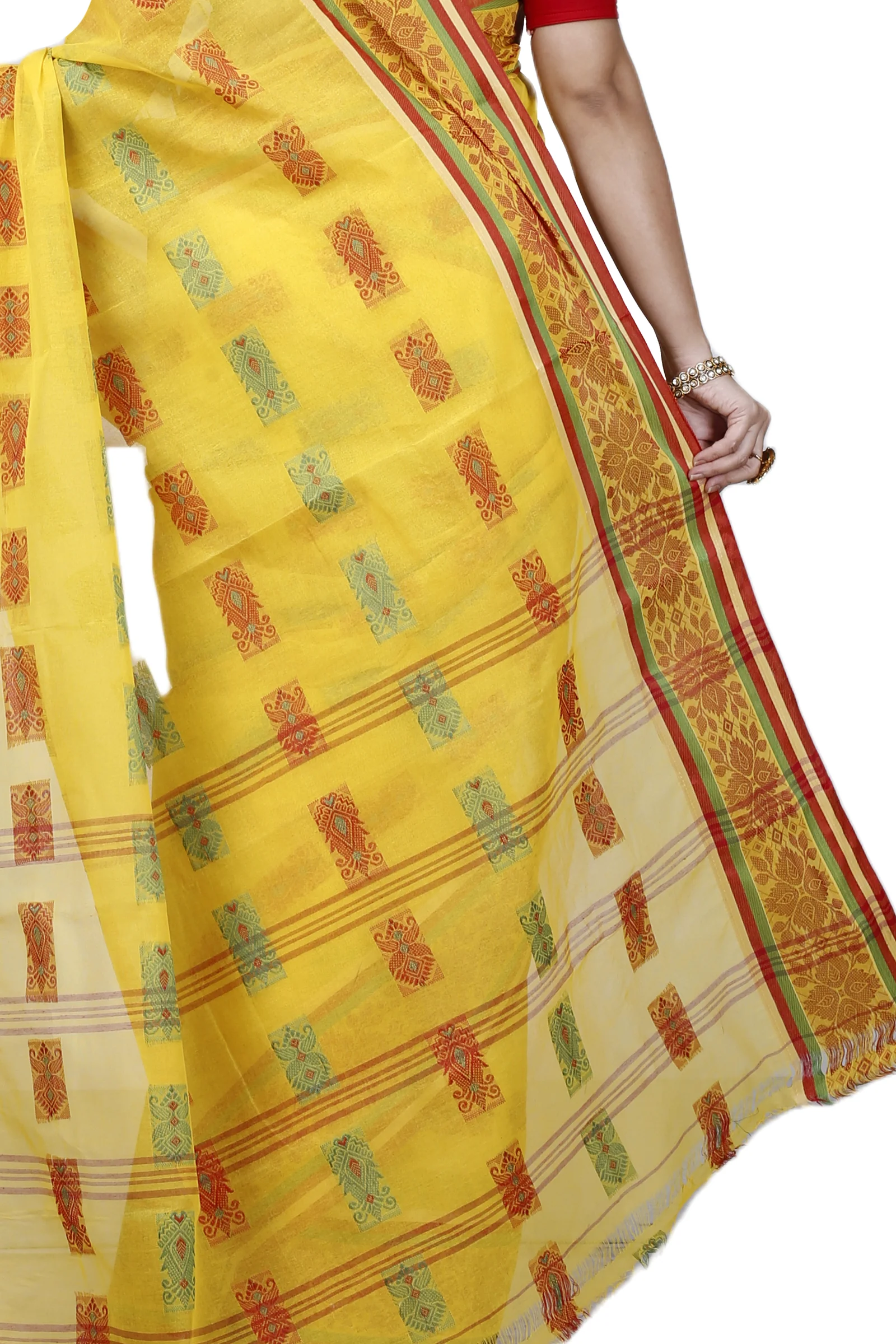 Yellow Pure Cotton Uditi Tant Saree (1229)