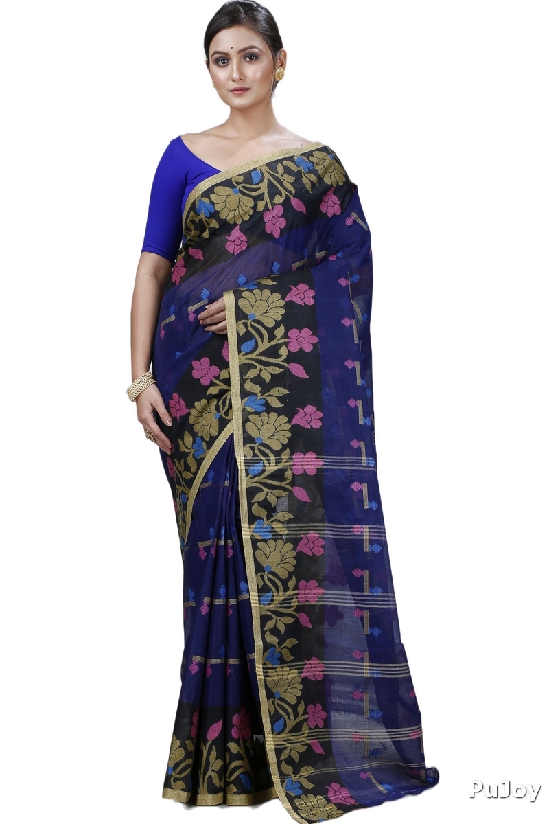 Blue Pure Cotton Urva Tant Saree (1230)
