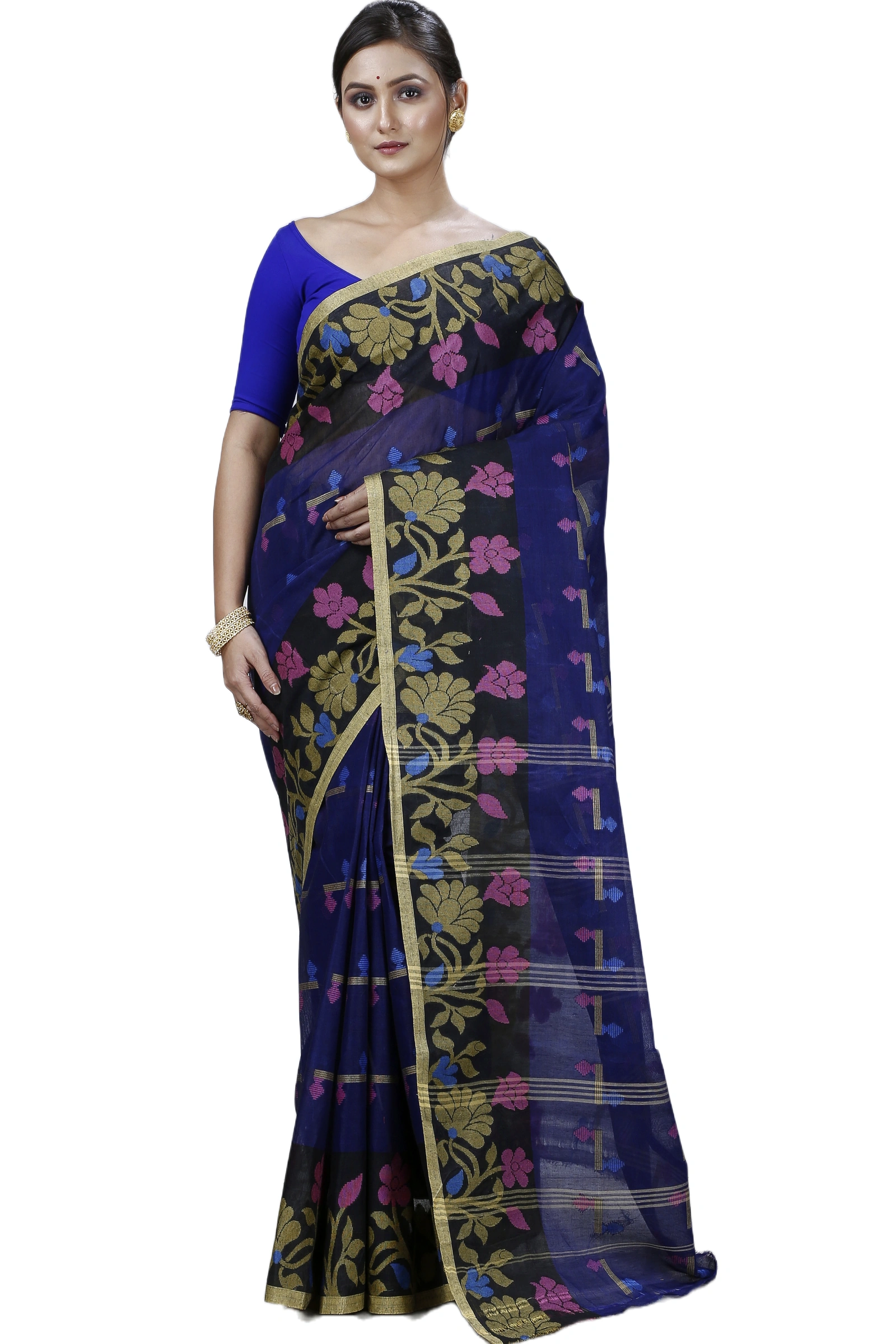 Blue Pure Cotton Urva Tant Saree (1230)
