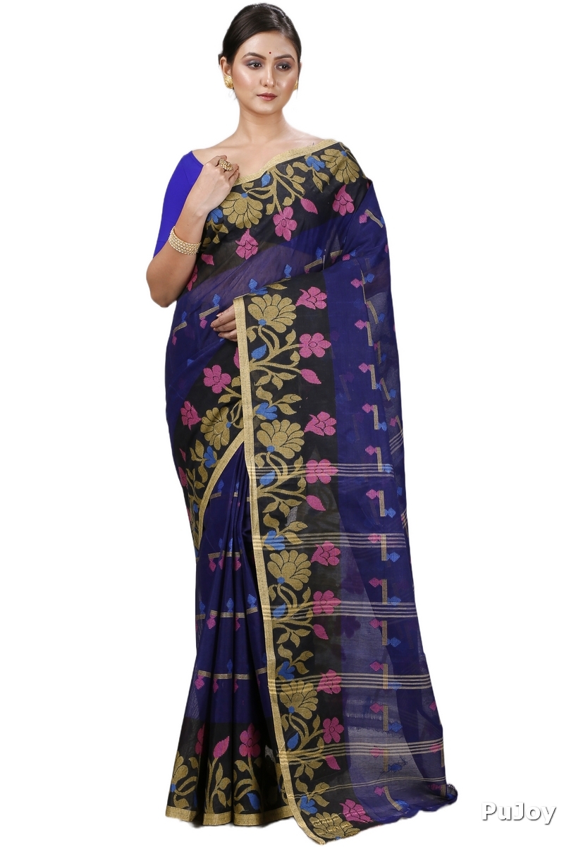 Blue Pure Cotton Urva Tant Saree (1230)