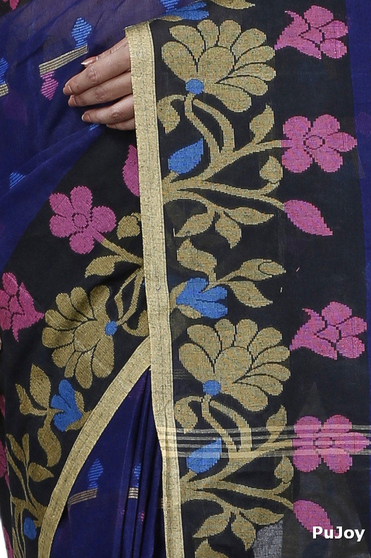 Blue Pure Cotton Urva Tant Saree (1230)
