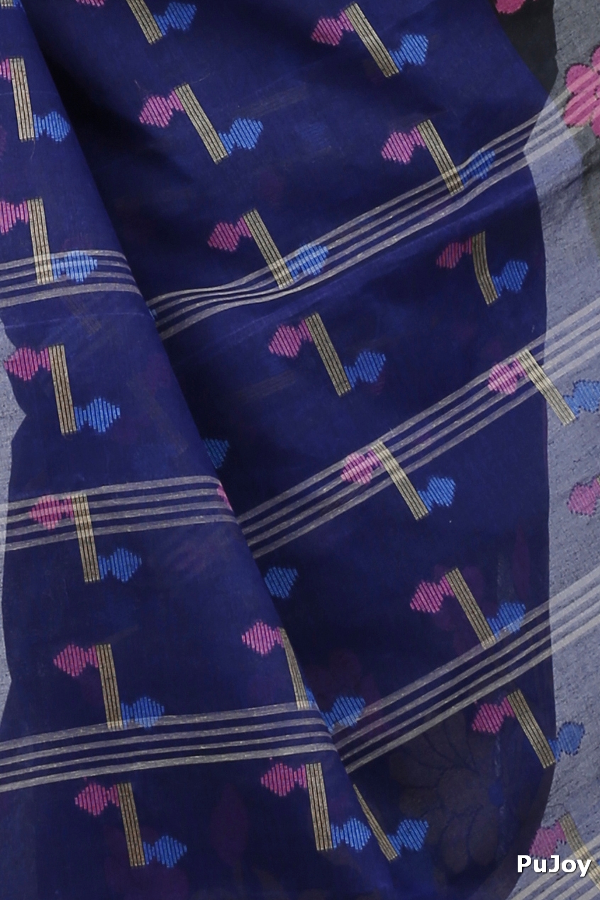 Blue Pure Cotton Urva Tant Saree (1230)