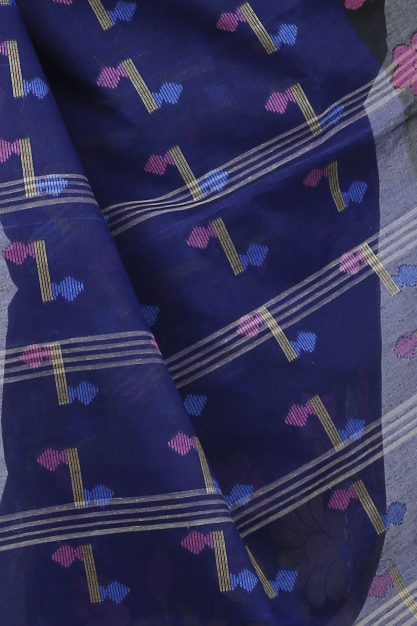 Blue Pure Cotton Urva Tant Saree (1230)