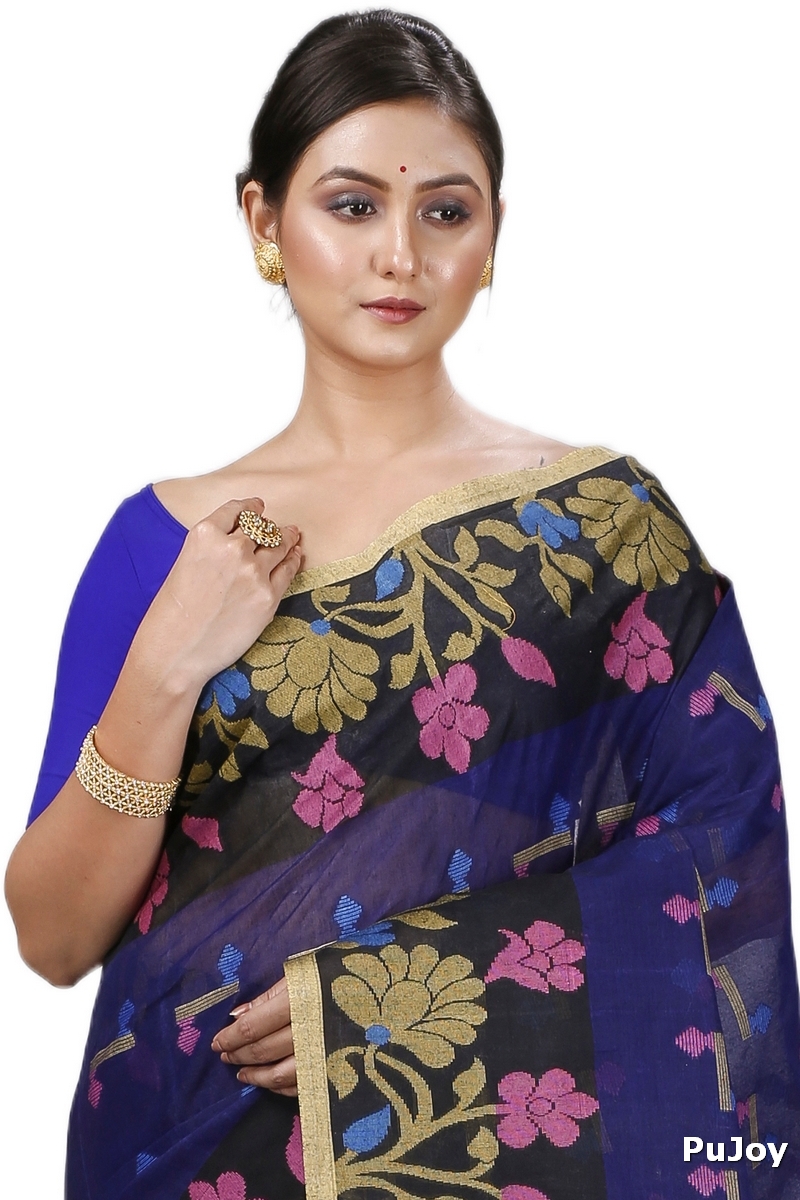Blue Pure Cotton Urva Tant Saree (1230)