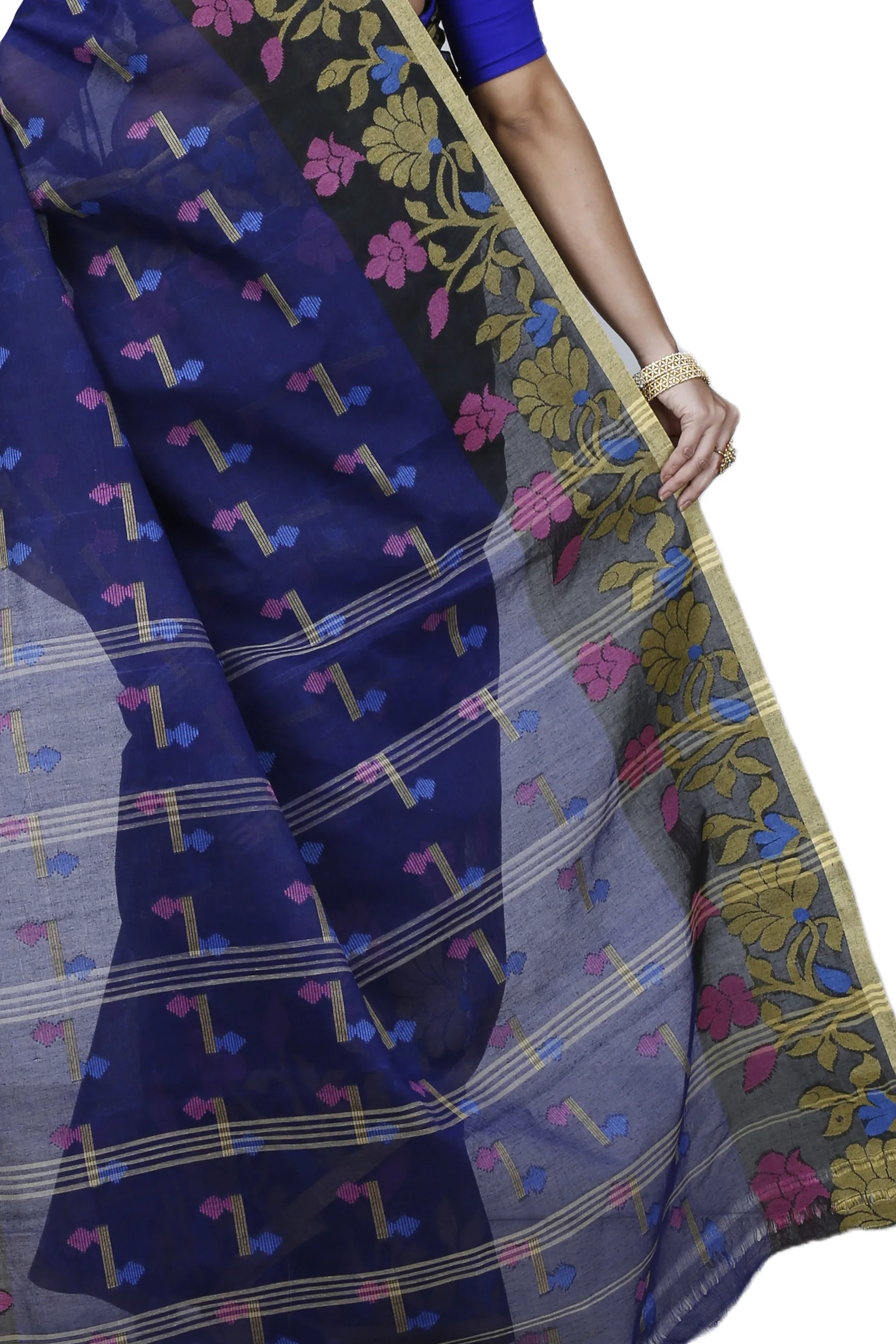 Blue Pure Cotton Urva Tant Saree (1230)