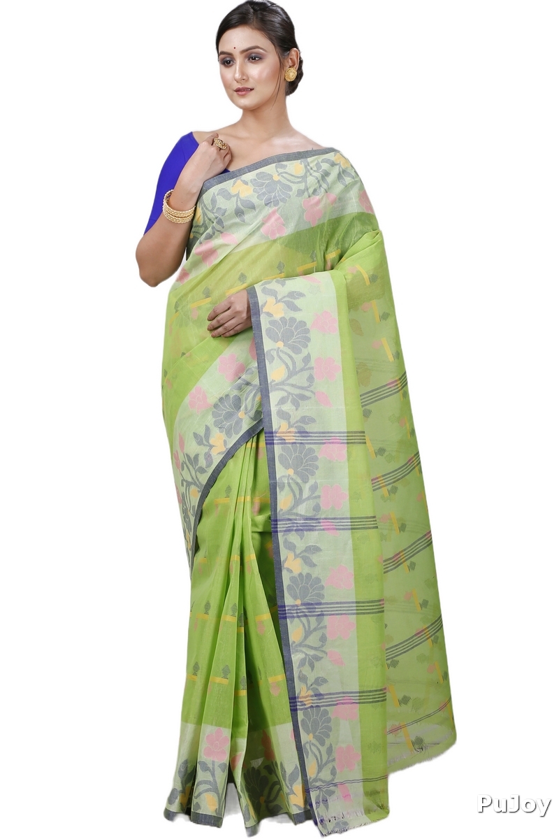 Green Pure Cotton Urva Tant Saree (1231)
