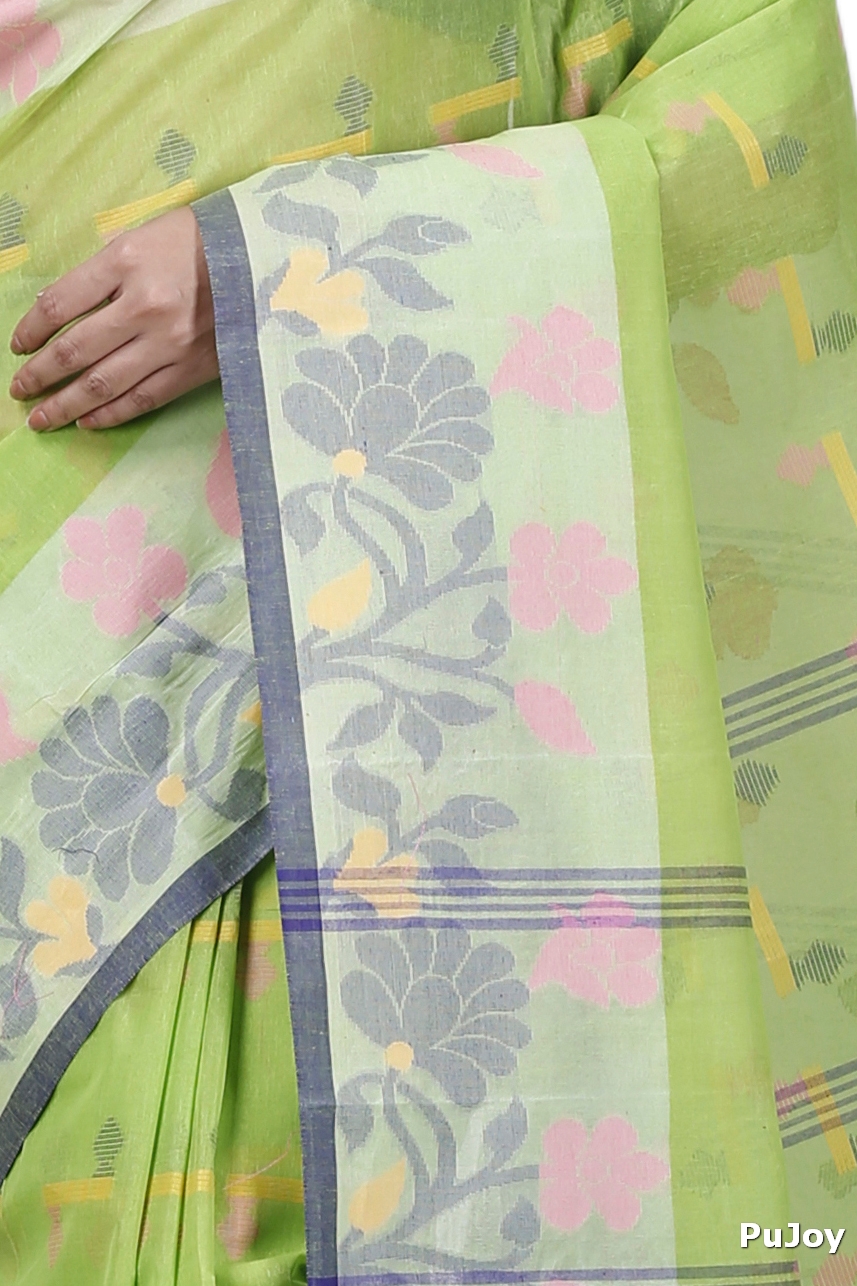 Green Pure Cotton Urva Tant Saree (1231)