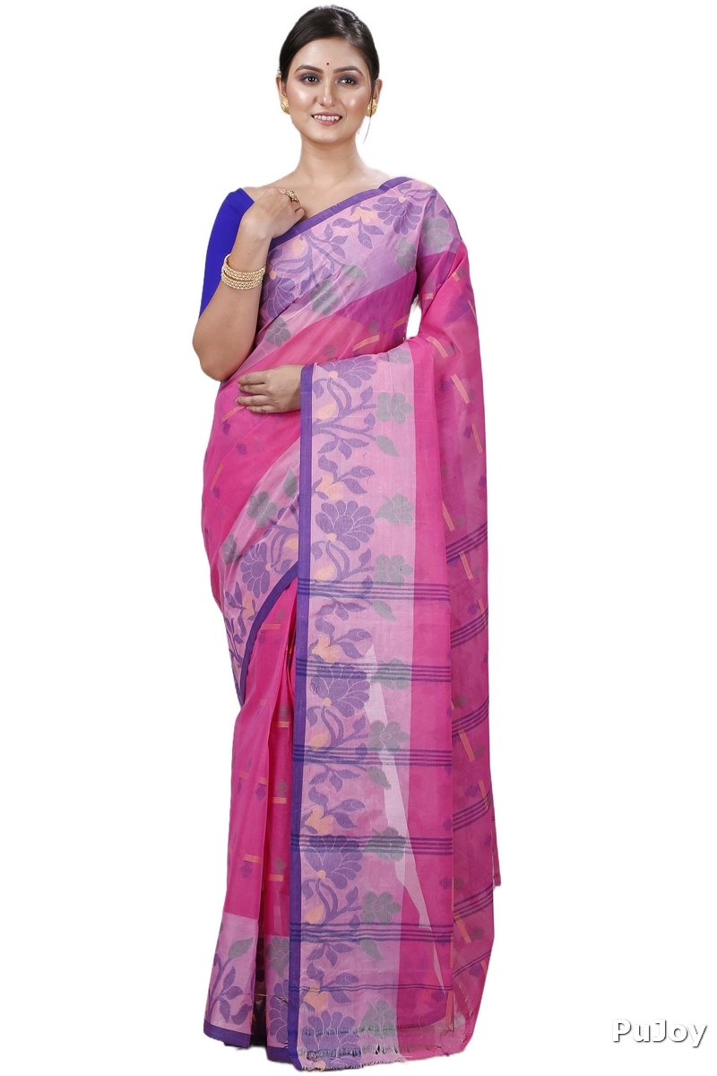 Pink Pure Cotton Urva Tant Saree (1232)