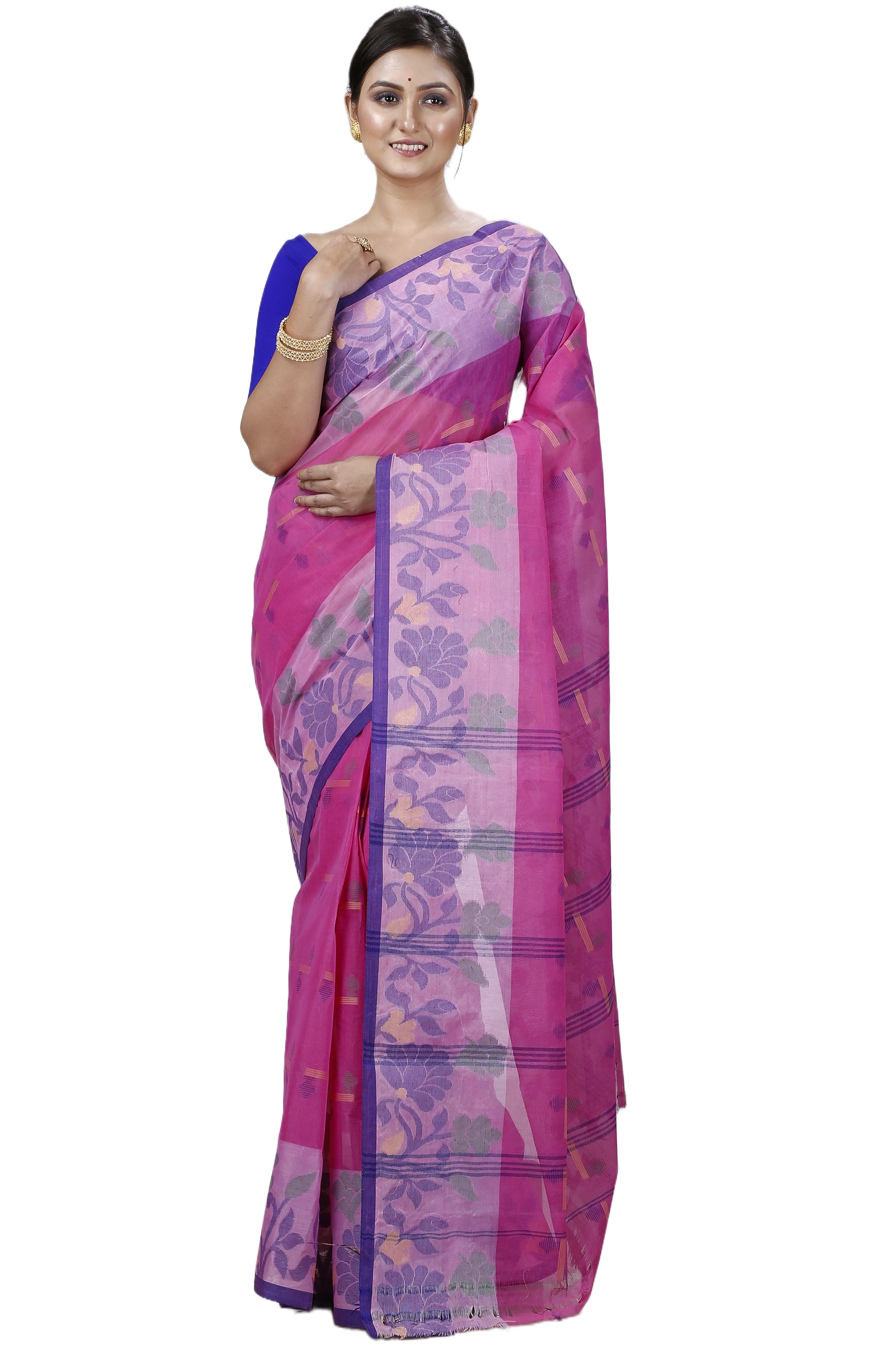 Pink Pure Cotton Urva Tant Saree (1232)