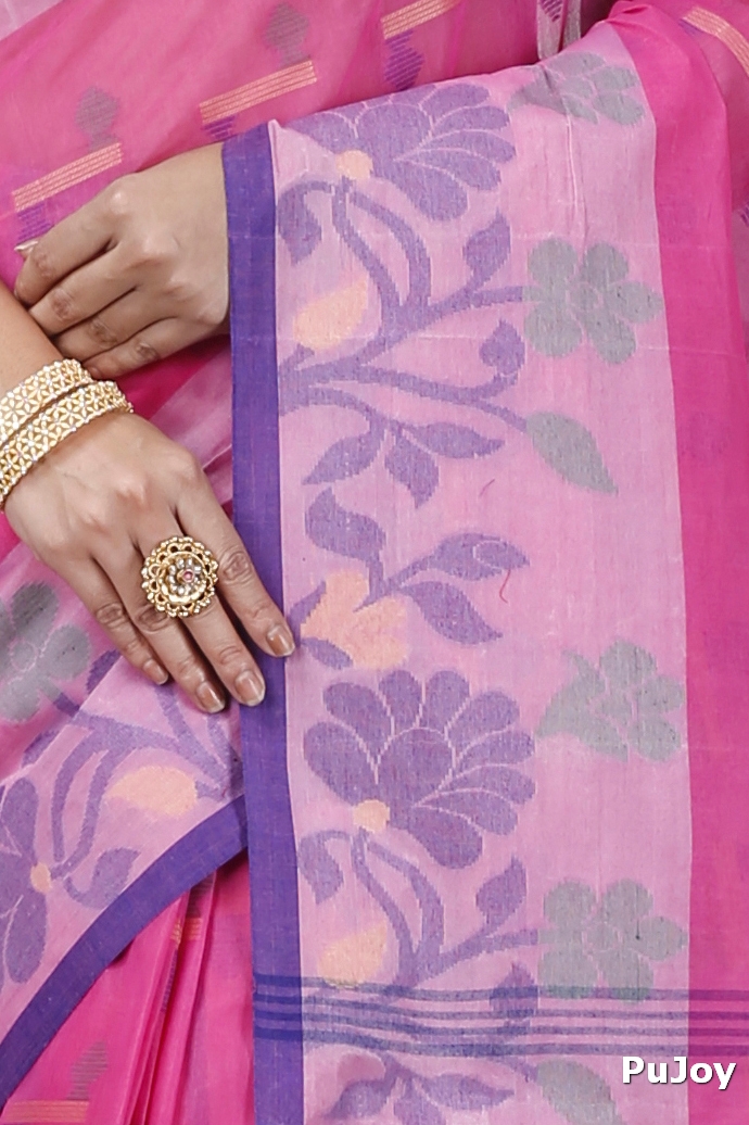 Pink Pure Cotton Urva Tant Saree (1232)