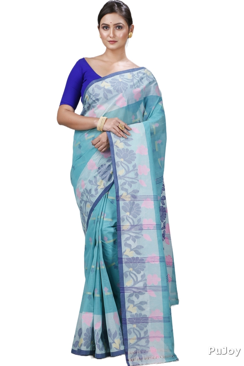 See Green Pure Cotton Urva Tant Saree (1233)
