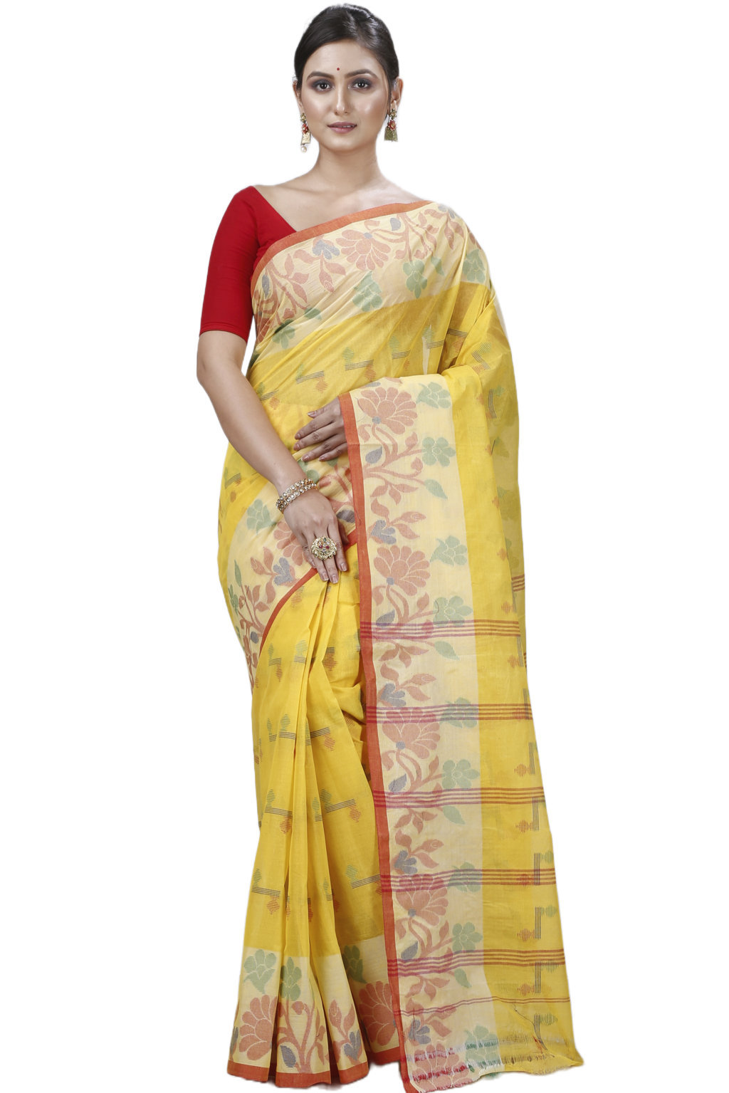 Yellow Pure Cotton Urva Tant Saree (1234)