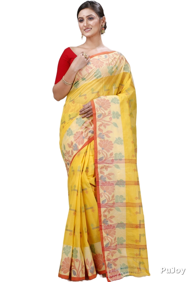 Yellow Pure Cotton Urva Tant Saree (1234)