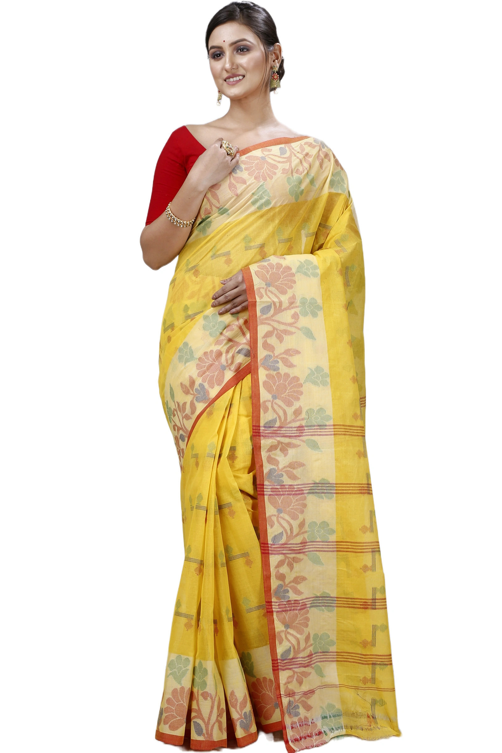 Yellow Pure Cotton Urva Tant Saree (1234)