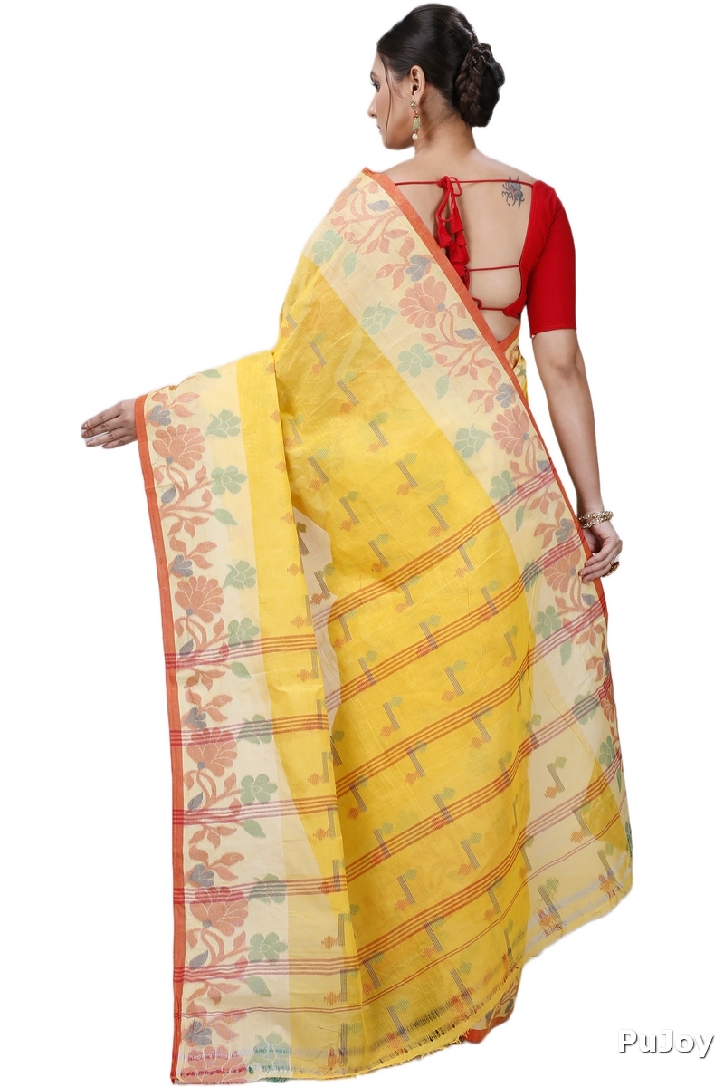 Yellow Pure Cotton Urva Tant Saree (1234)
