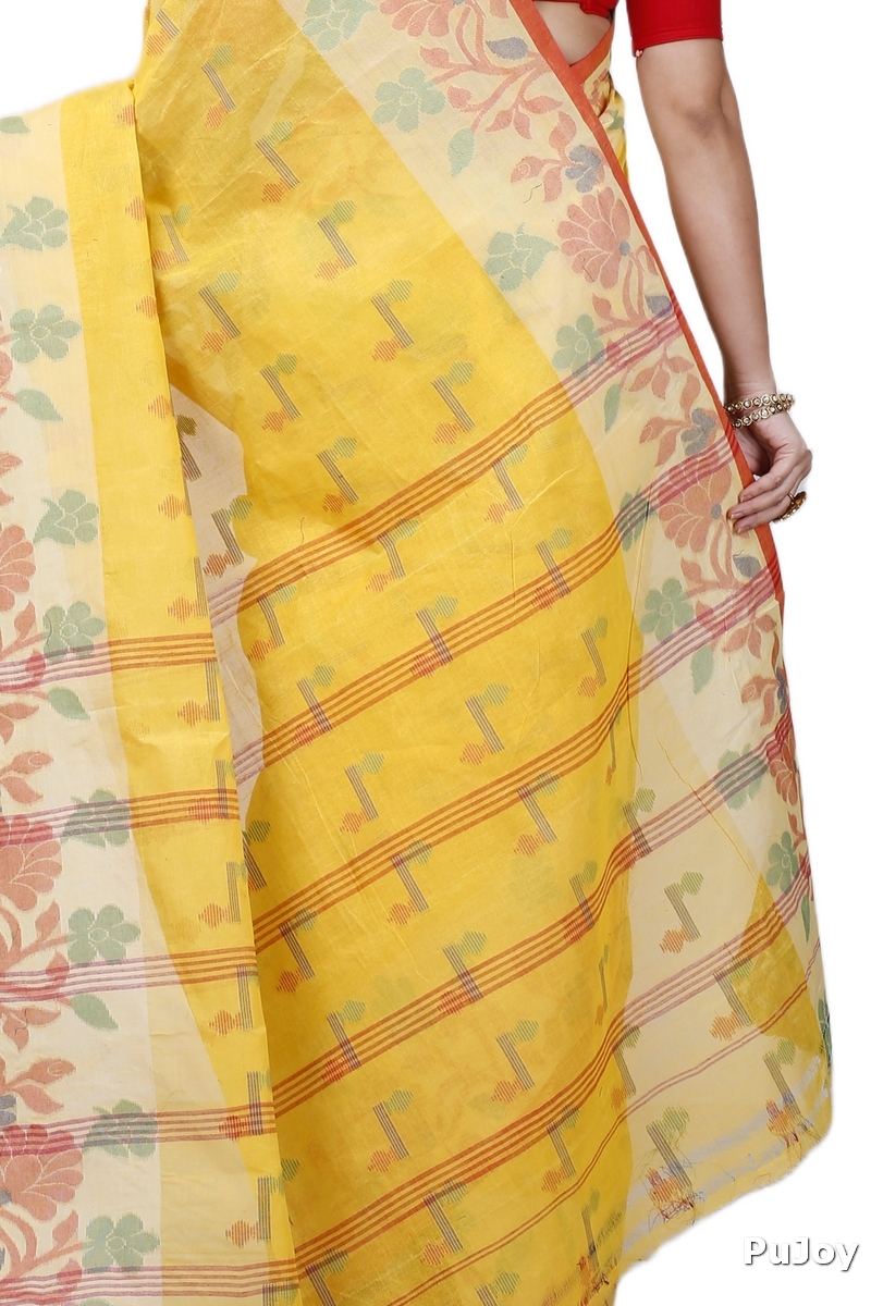 Yellow Pure Cotton Urva Tant Saree (1234)