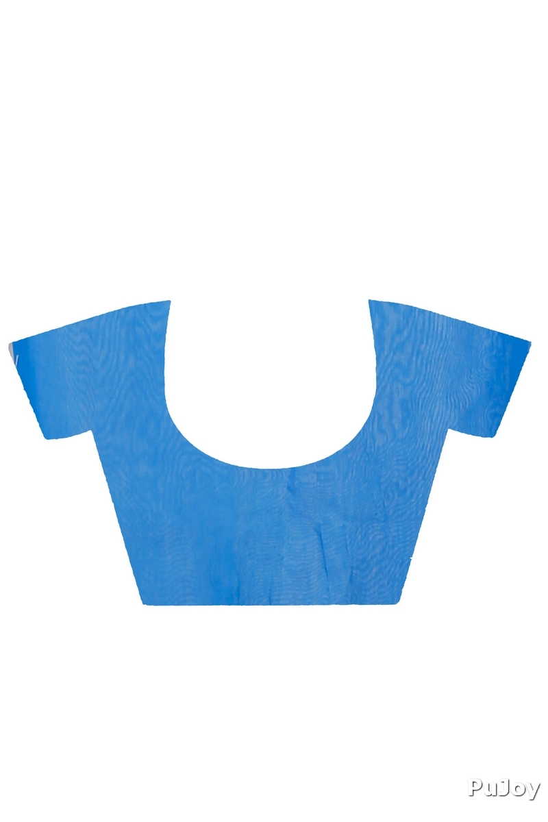 Sky Blue Blended Cotton Tabu Hand Loom Saree (1239)