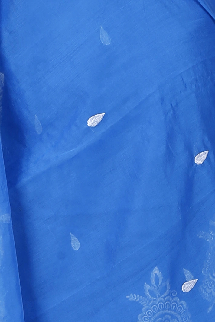 Sky Blue Blended Cotton Tabu Hand Loom Saree (1239)