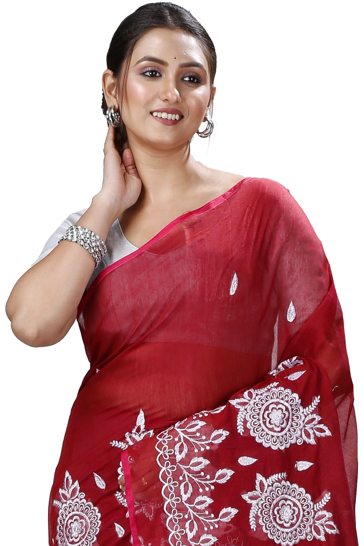 Marun Blended Cotton Tabu Hand Loom Saree (1240)