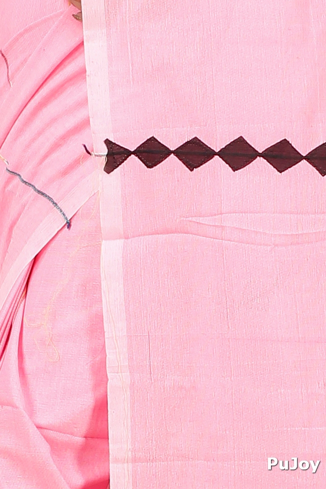 Pink Pure Cotton Tika Applique Saree (1246)