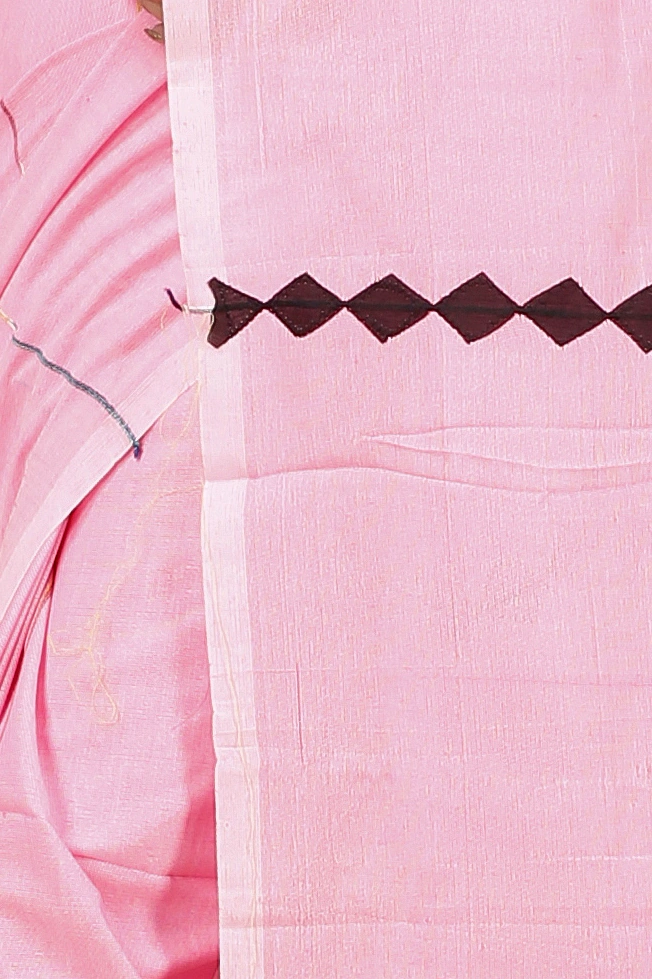 Pink Pure Cotton Tika Applique Saree (1246)