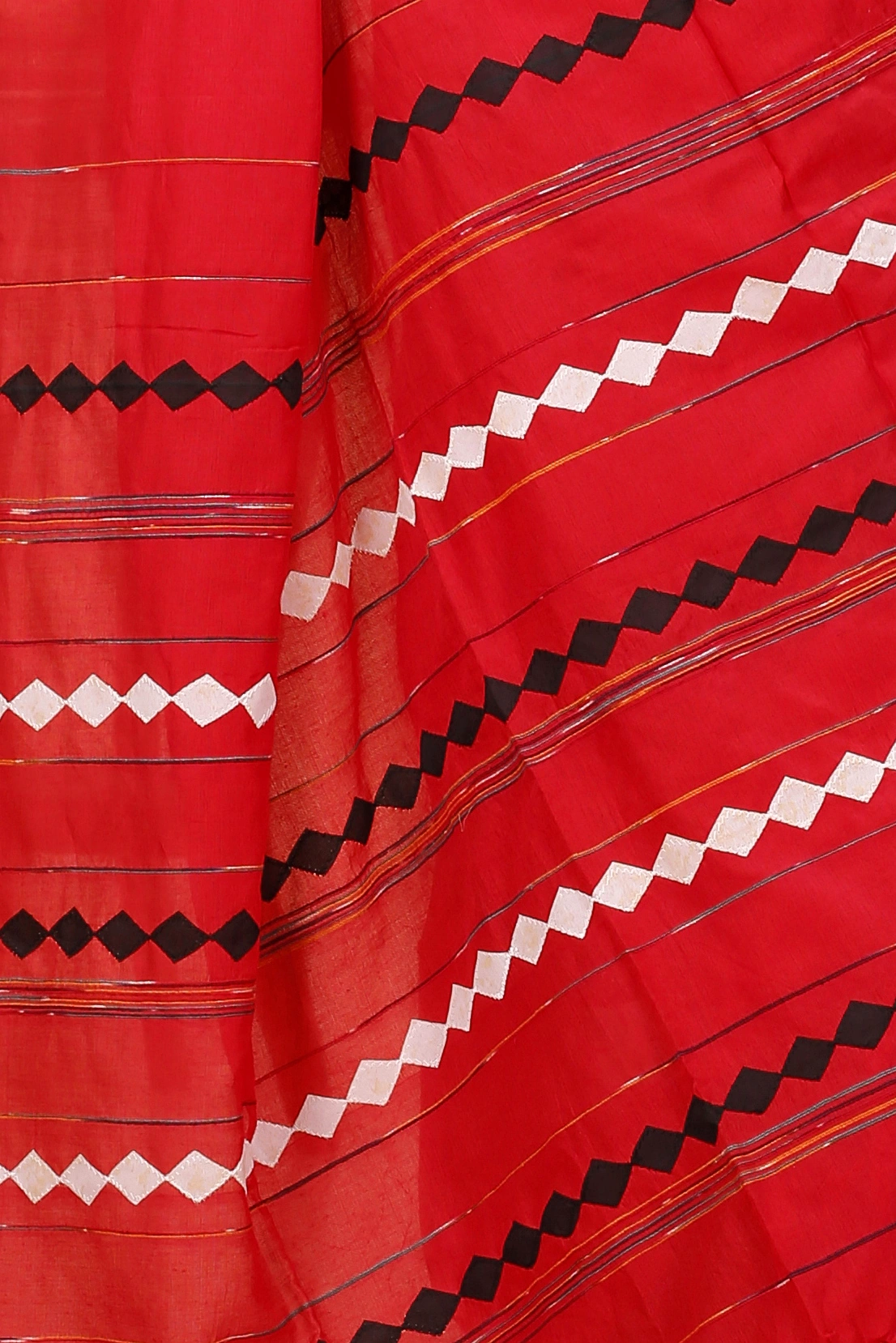 Red Pure Cotton Tika Applique Saree (1247)