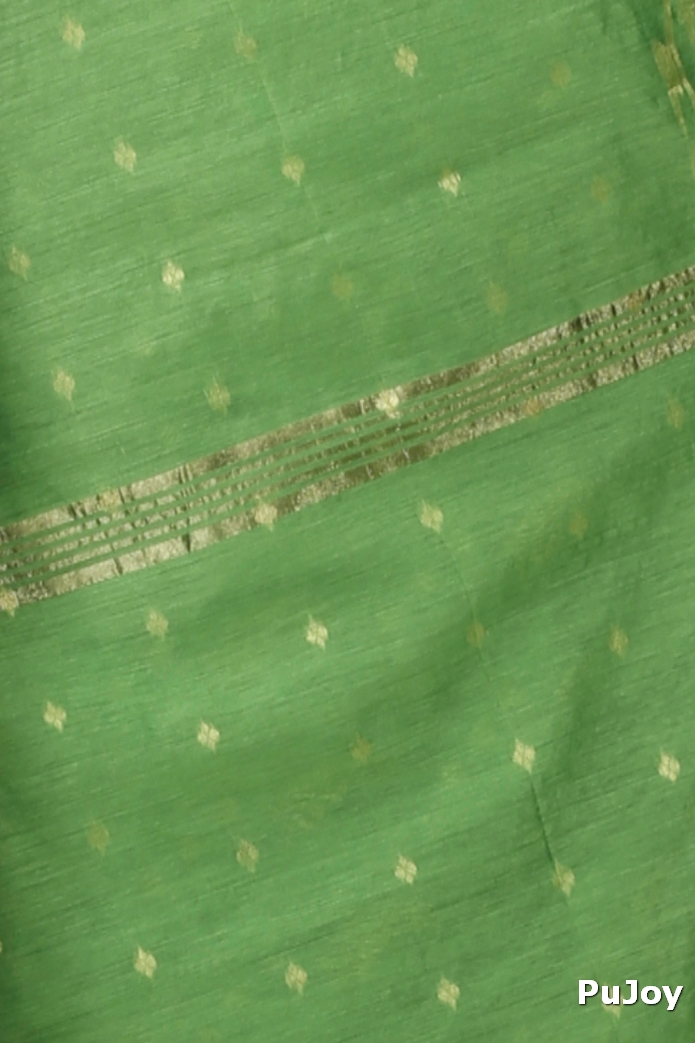 Green Blended Cotton Turik Hand Loom Saree (1250)
