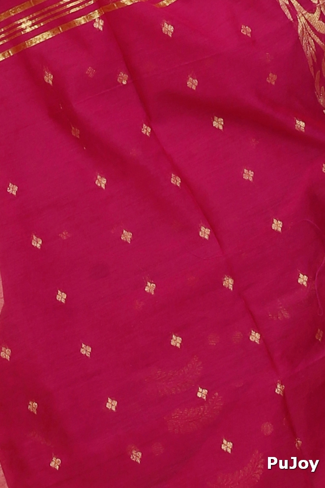 Maroon Blended Cotton Turik Hand Loom Saree (1252)