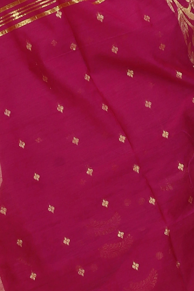 Maroon Blended Cotton Turik Hand Loom Saree (1252)