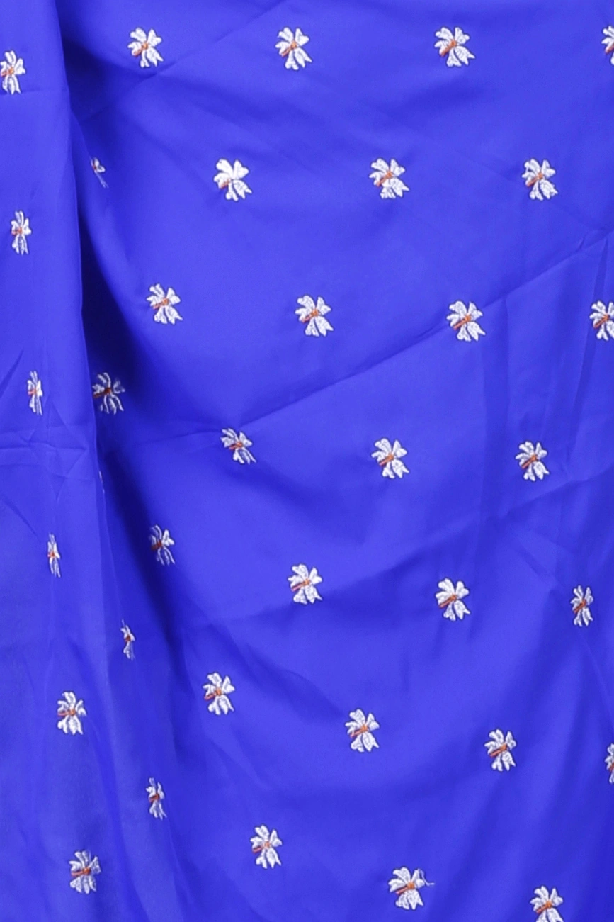 Blue White Pure Cotton LalPori Hand Loom Saree (1254)