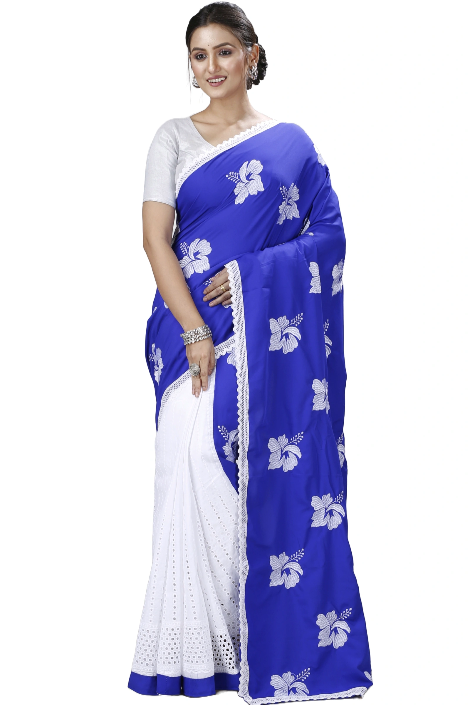 Blue White Pure Cotton Teru Hand Loom Saree (1257)