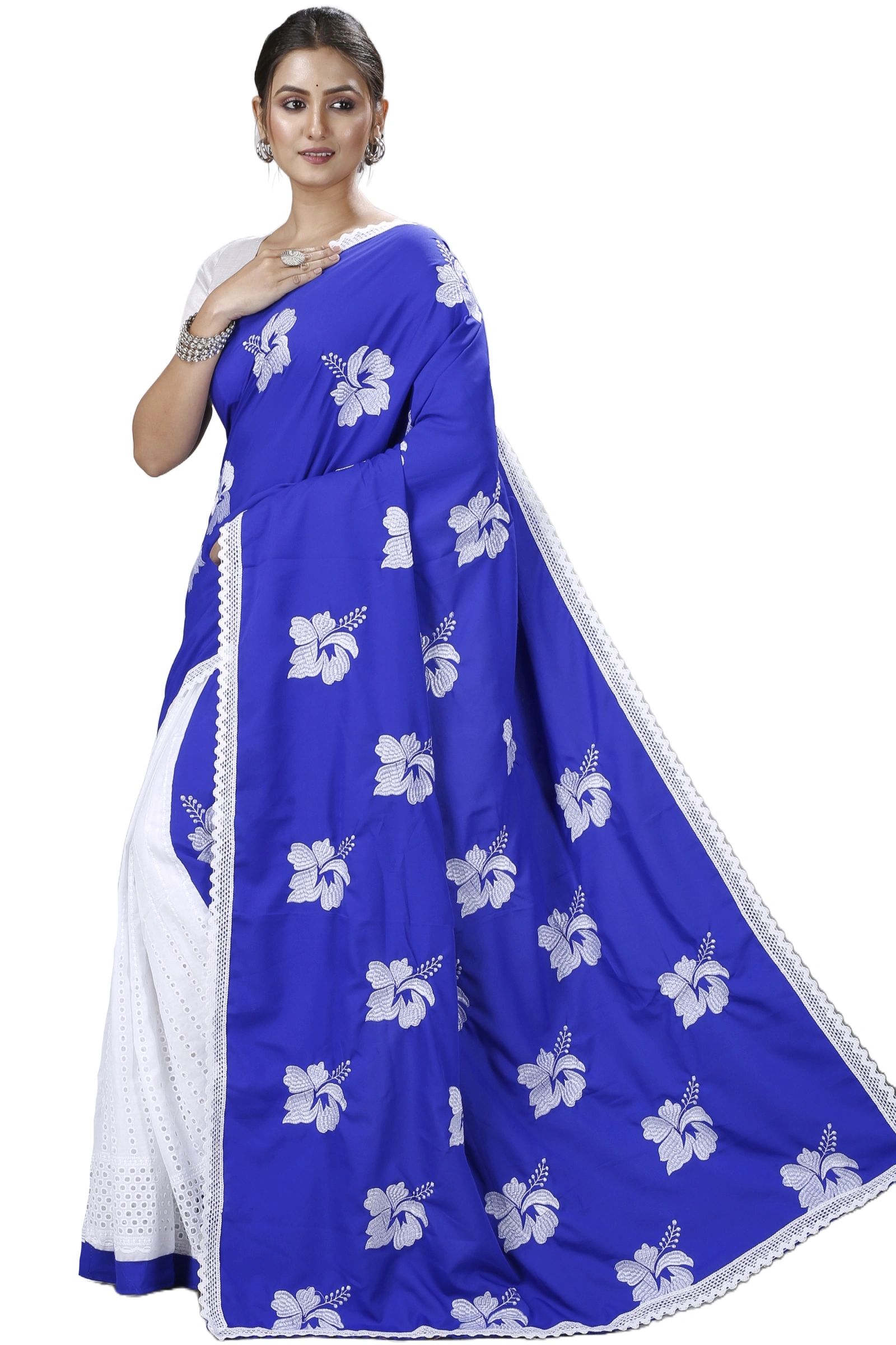 Blue White Pure Cotton Teru Hand Loom Saree (1257)