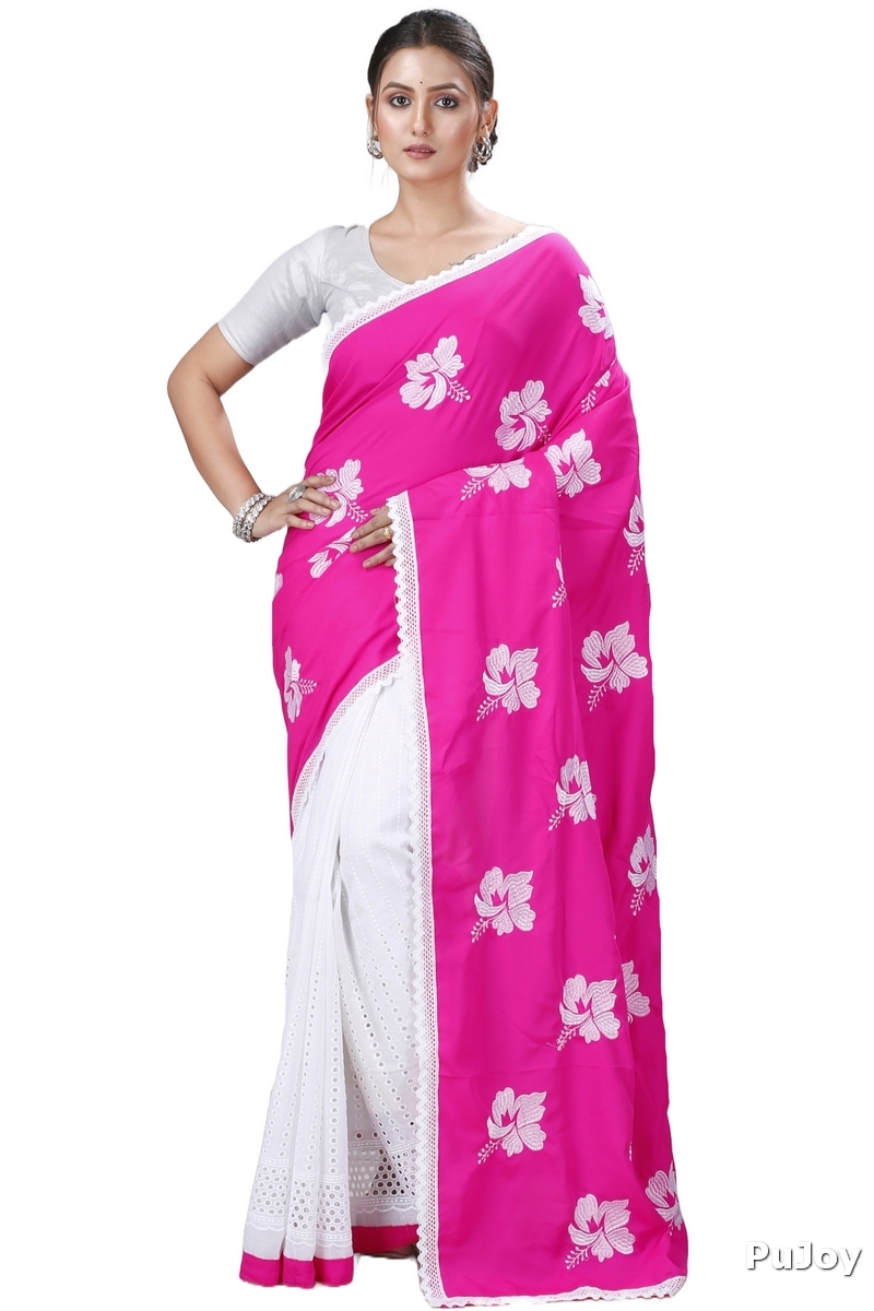 Pink White Pure Cotton Teru Hand Loom Saree (1258)