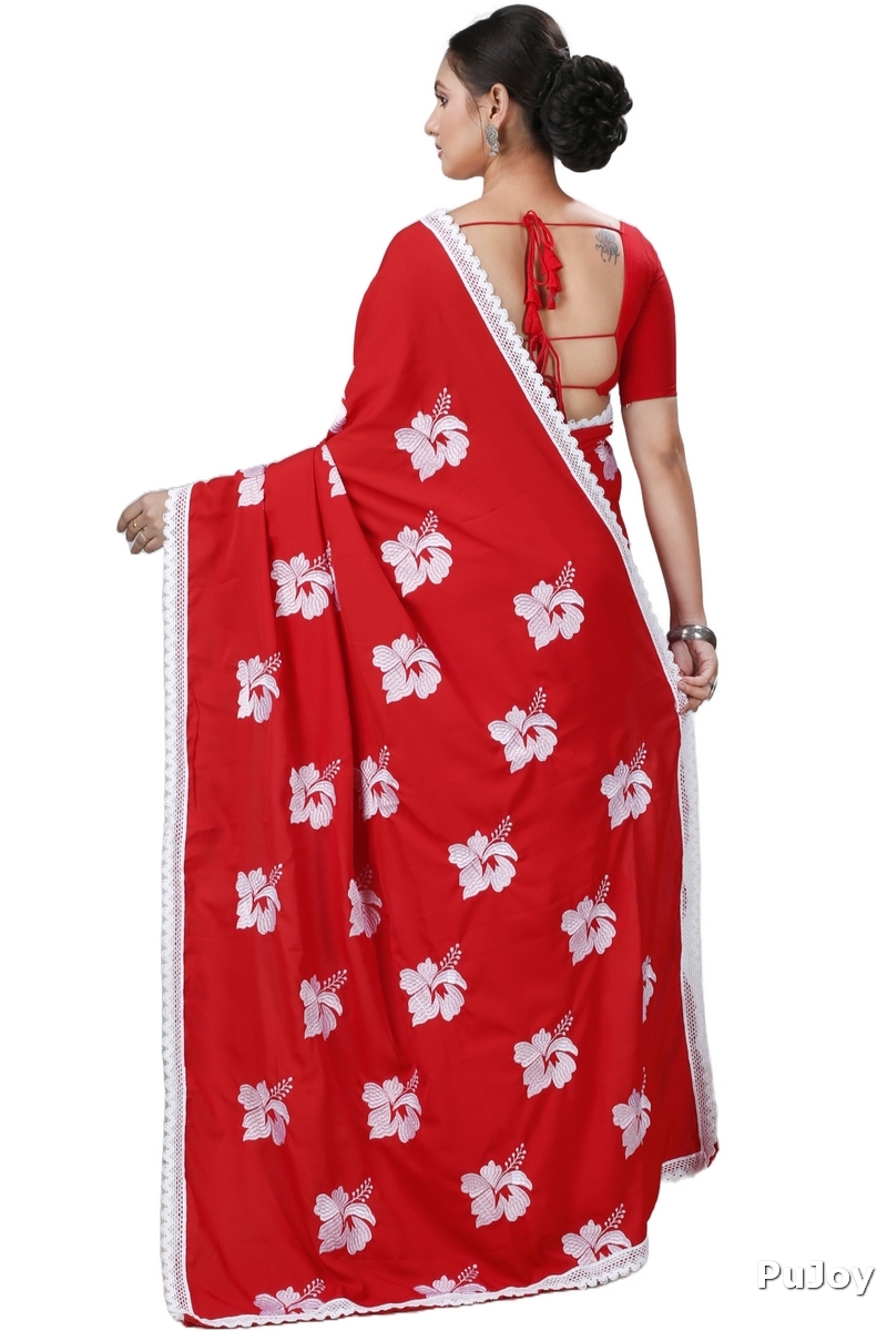 Red White Pure Cotton Teru Hand Loom Saree (1259)